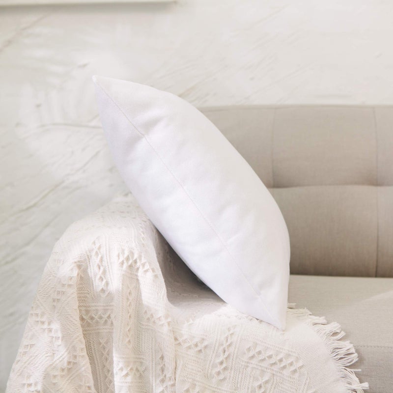 NATUS WEAVER 2 Pack White Pillowcase Soft Faux Linen Square Child Decorative Throw Cushion Cover Pillowcase with Smooth Hidden Zipper for Kid 12" x 12 " - Image 3
